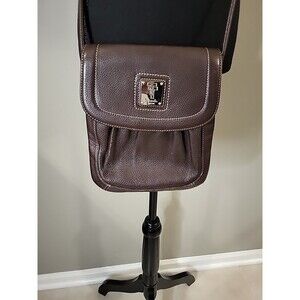 Tignanello Genuine Leather Brown Crossbody Bag Flap Purse Classic Shoulder Bag